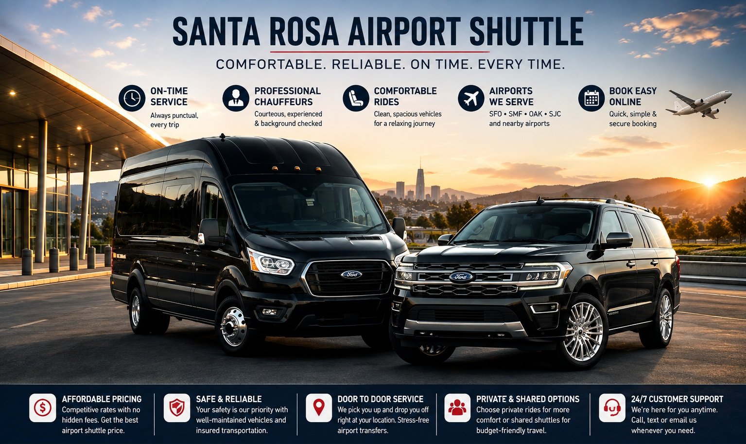 Trusted Santa Rosa Airport Shuttle and SUV Services